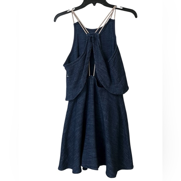 Free People NWOT blue sapphire fly away mini dress open back halter neck - Picture 4 of 12